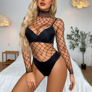 Stretchy Fishnet Teddy Lingerie