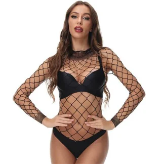 Large Fishnet Black Bodysuits